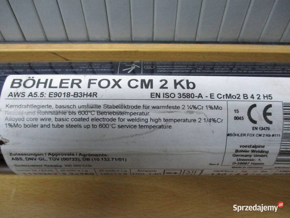 Elektrody spawalnicze BOHLER FOX 2 KB 32x350 Mogilno sprzedam