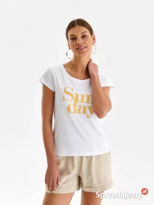 biały tshirt z nadrukiem Top Secret Bluzki i koszule