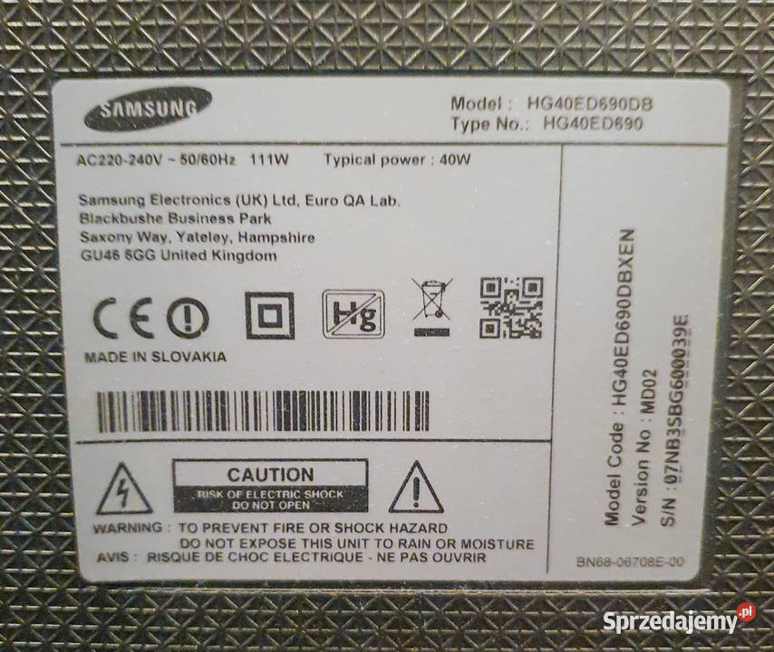 Telewizor Samsung HG40ED690DB 1016 40 Full HD TV i Video