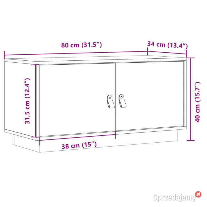 Szafka pod TV miodowy brąz 80x34x40 lite drewno Warszawa