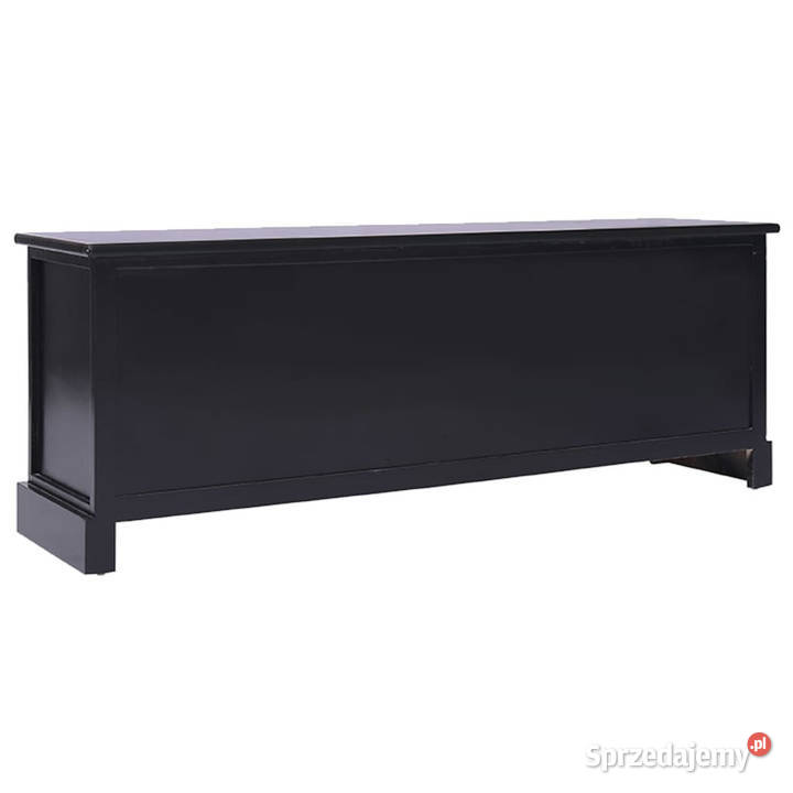 Szafka pod TV czarna 108x30x40 drewno paulownia