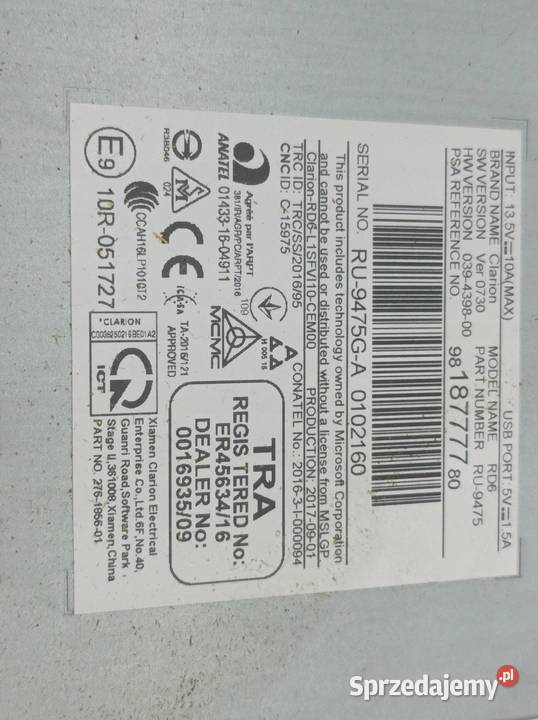 RADIO 9818777780 Peugeot Expert III 2016