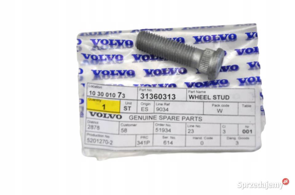 VOLVO S40 V40 sruba kola szpilka nowa oryginal dolnośląskie