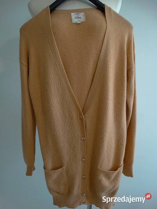 Sweter Kardigan z Angorą Długi Rozpinany Łomża