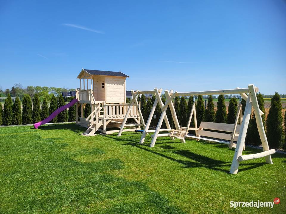 Plac zabaw z domkiem domek dzieci huśtawki dolnośląskie Prochowice sprzedam
