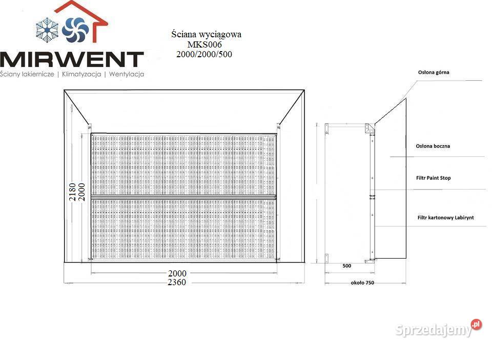 Ściana lakiernicza MIRWENT 20002000500 z Produkcja kujawsko-pomorskie Solec Kujawski