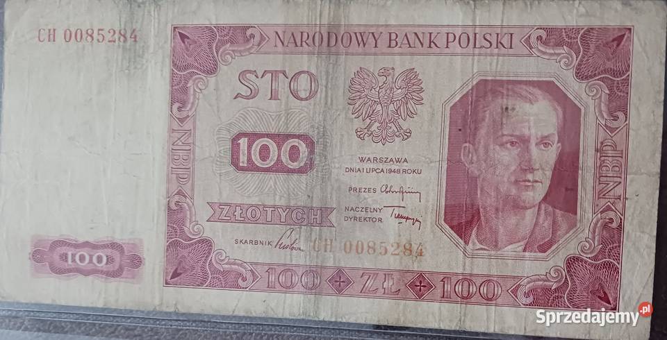 100 złotych Robotnik 1VII1948 r seria CH Konin