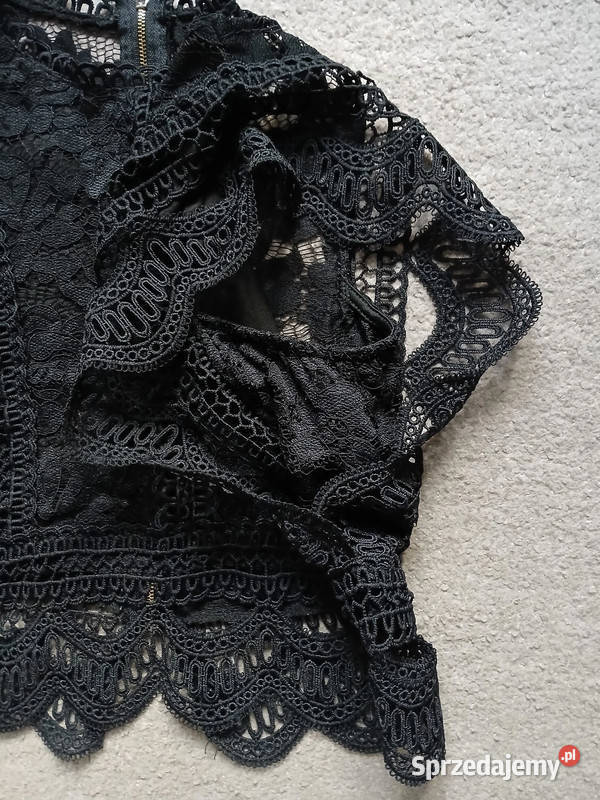 Ażurowy czarny topbluzka damskarozmiar Sxs Rozmiar 36(S)