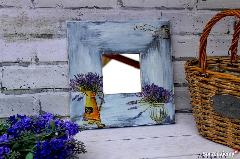 Lustro z motywem lawendy shabby chic Minkowice Oławskie