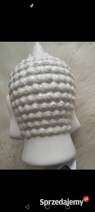 Głowa buddy rzeźba ceramiczna biała