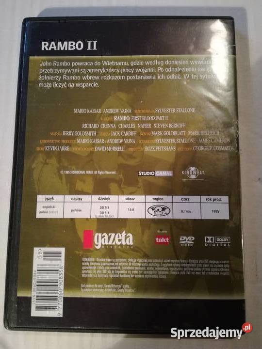 Rambo II pierwsza krew Film DVD śląskie Gliwice