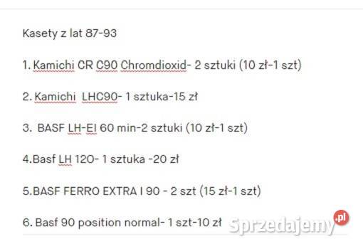 kasety kamichi crc90 lhc90 basf LHEI 60 LH 120 Płyty i kasety świętokrzyskie