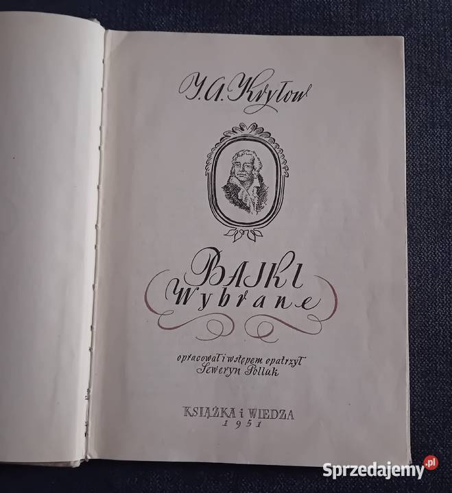 IA Kryłow Bajki wybrane KiW 1951 r Wydanie I Antykwariat Koźminek