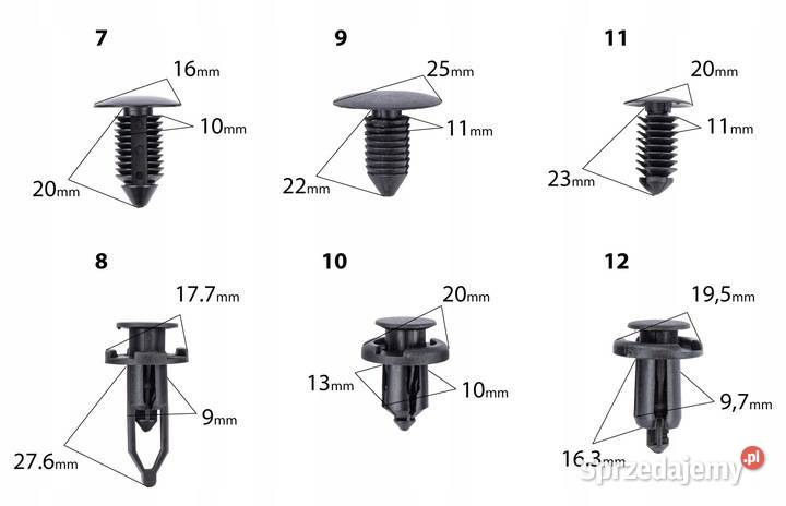 Spinki kołki klipsy samochodowe do tapicerki Katowice