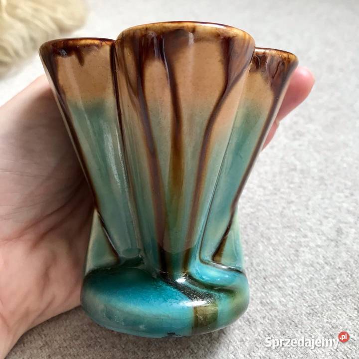 Kolorowy wazonik vintage PRL Milenium Warszawa
