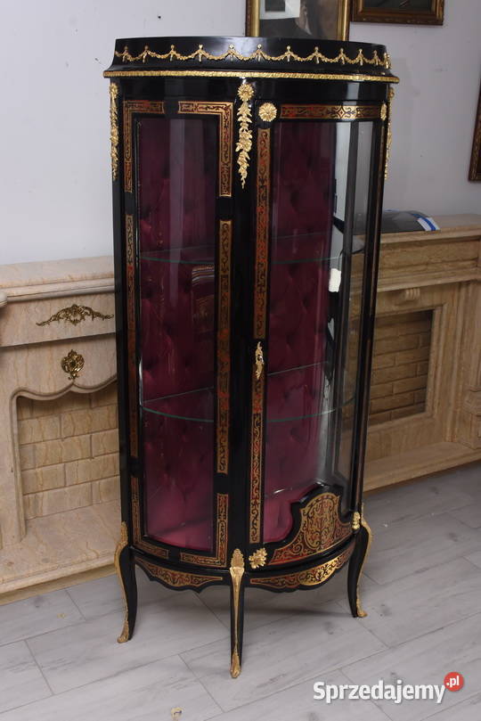 Ekskluzywna Witryna Boulle Przeszklona Rzeźbiona