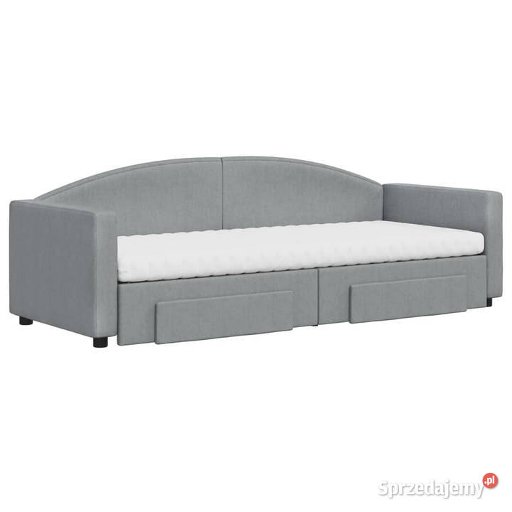 Sofa rozsuwana z szufladami jasnoszara tkanina