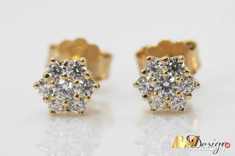 Złote kolczyki 585 z cyrkoniami na sztyft Rzeszów