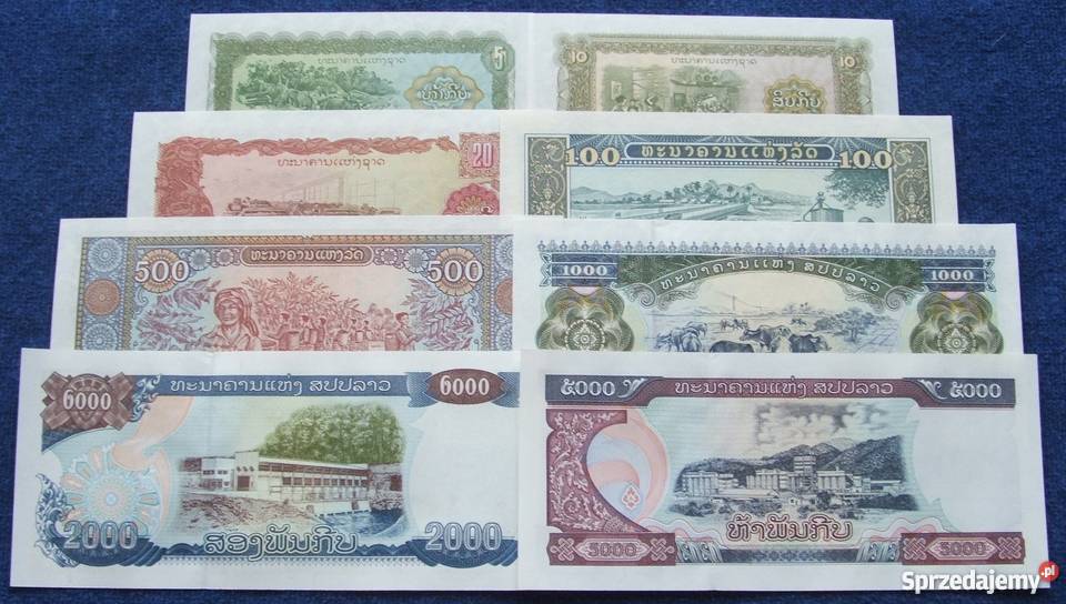 LAOS Kolekcjonerskie Banknoty Zestaw 8 UNC Katowice
