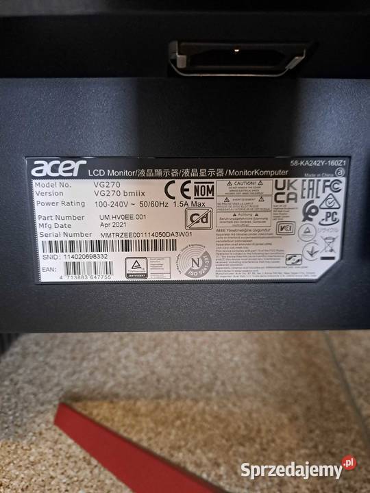 Monitor ACER VG270 Acer Łęczna