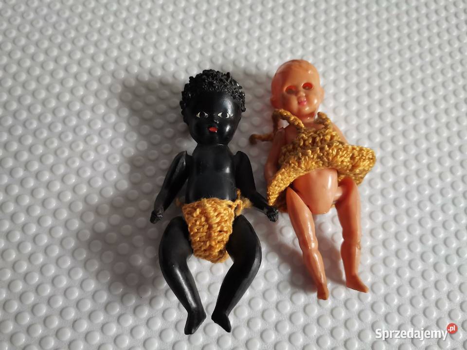 Stare plastikowe mini lalki 2 sztuki zabawki PRL