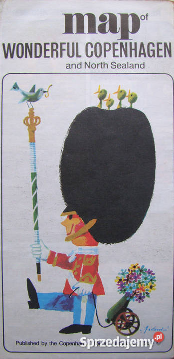 KOPENHAGA mapa miasta i północnej Zelandii 1984 Mapy i przewodniki Limanowa sprzedam