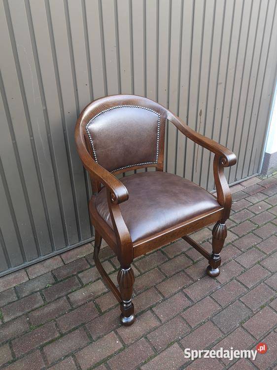 Stary Fotel Krzesło Dębowy Gabinetowy Antyk