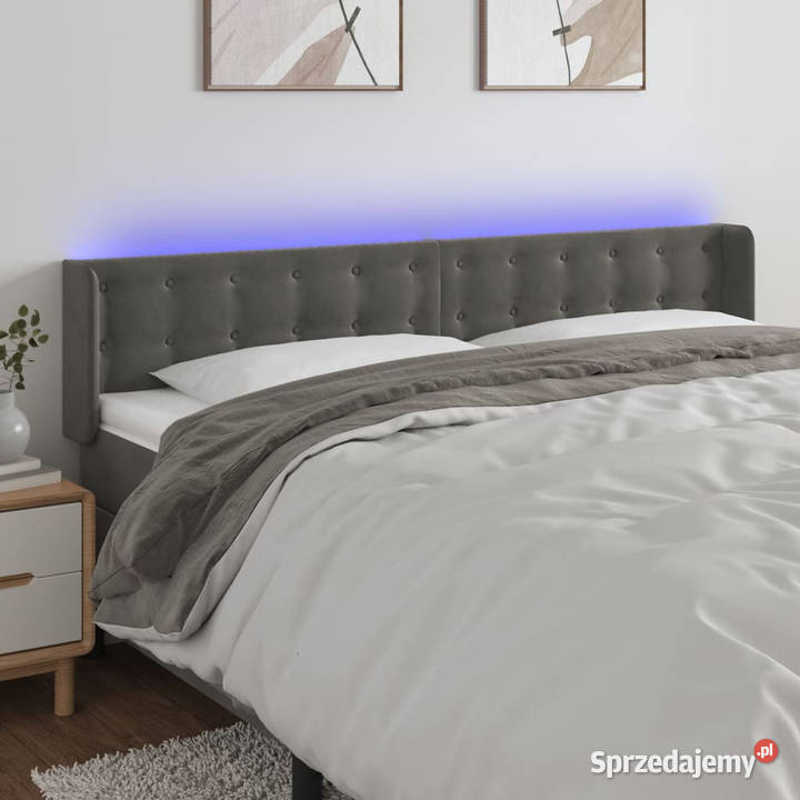 Zagłówek do łóżka z LED ciemnoszary 183x16x7888