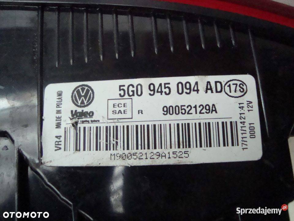 LAMPA PRAWY TYŁ W KLAPĘ VW GOLF VII 5G0945094AD świętokrzyskie Włoszczowa sprzedam