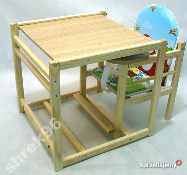 KRZESEŁKA DREWNIANE DO KARMIENIA 2w1 KRZE STOLIK