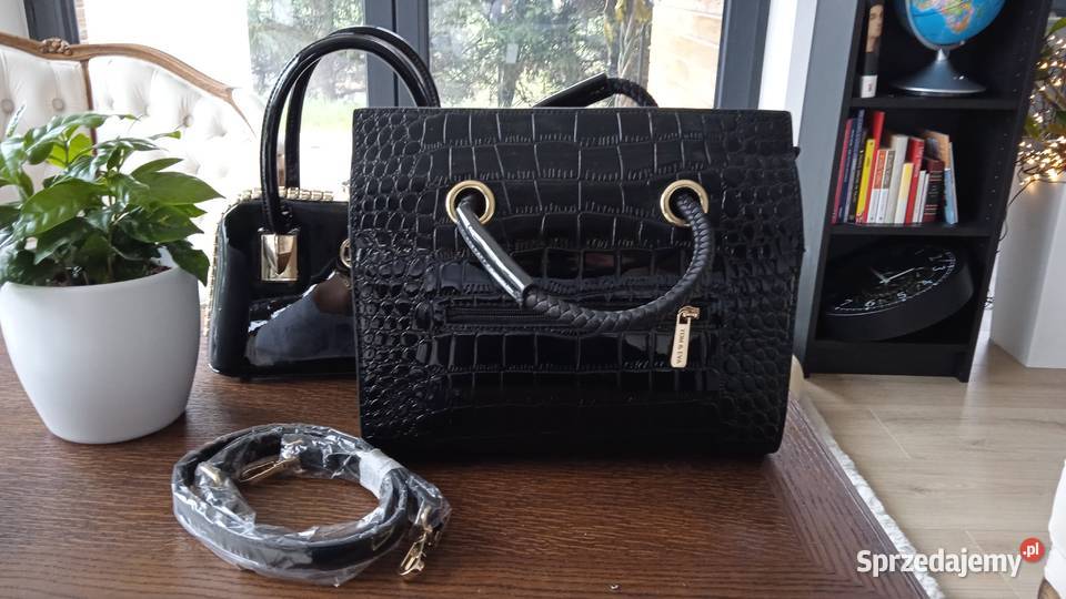 Czarna z imitacji snake skin piękna torebka Nowy Sącz