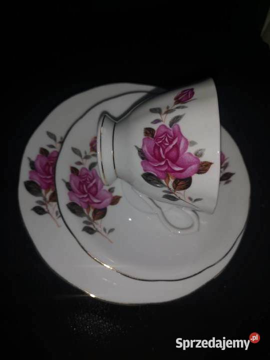 Filiżanka z talerzykiem deserowym róża Made in Gdańsk