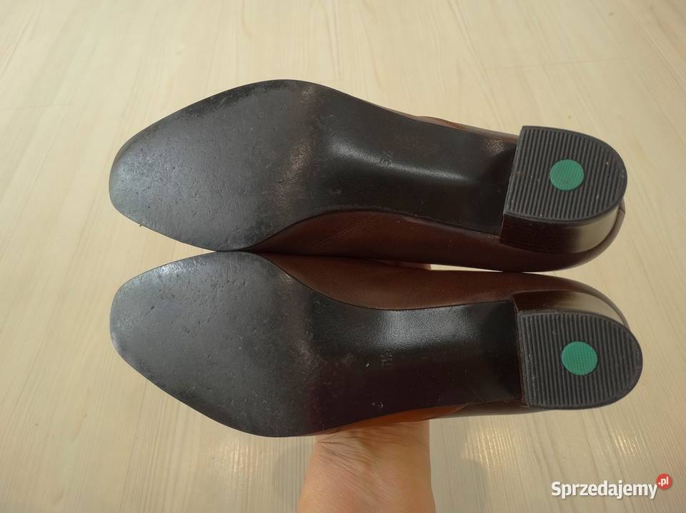 Buty Skórzane Półbuty Czółenka na Słupku Łomża