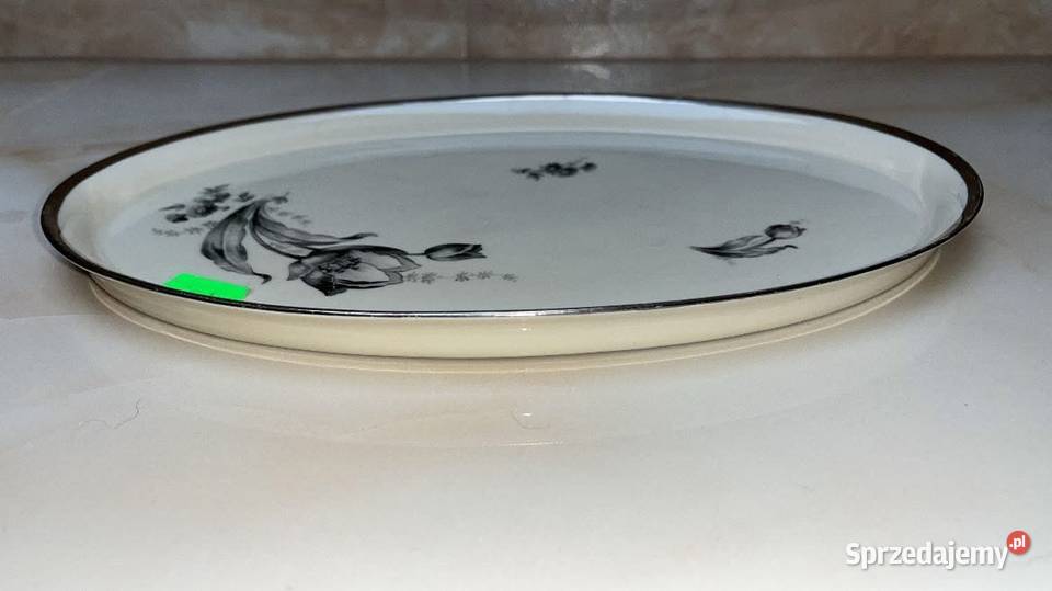 Patera z czarnymi tulipanami Półmisek Sygnatura Gdańsk