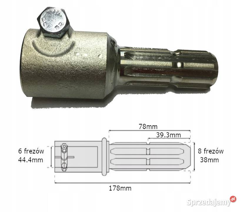 Adapter wałka WOM 6 frezów 444mm 8 frezów 38mm Pozostałe Kamionna