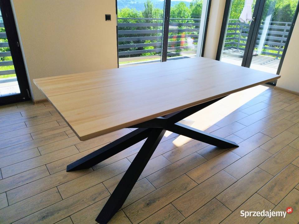 Solidny Stół Loft 180x90 Lita Sosna 4 PAJĄK Mat Sucha Beskidzka