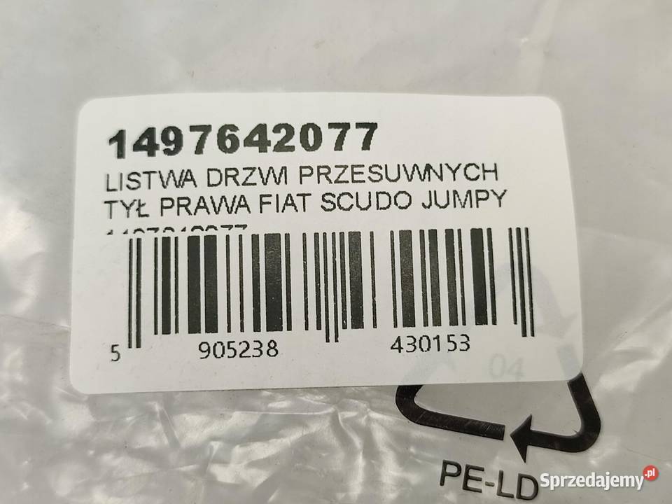 LISTWA DRZWI PRZESUWNYCH PRAWY TYŁ FIAT SCUDO II osobowe