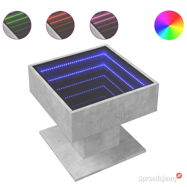 Stolik kawowy z LED szarość betonu 50x50x45 mazowieckie Warszawa