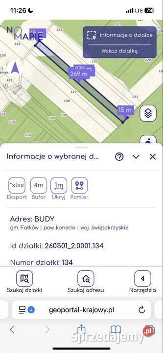 Działki działka Budy Gm Falków rolne leśne Końskie sprzedam