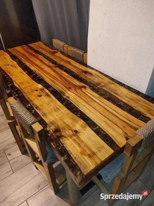 Unikalny ręcznie robiony stół z żywicą wielkopolskie