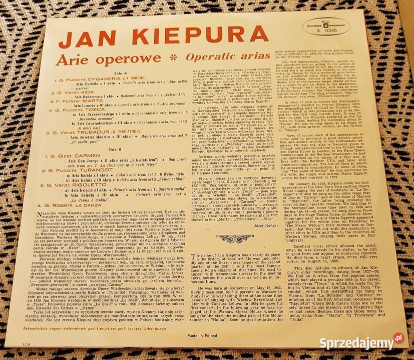 Jan Kiepura Arie operowe piosenki filmowe płyty sprzedam