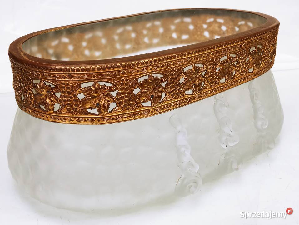 Loetz Żardiniera Szkło Brąz Pozłacany Nowa Sól