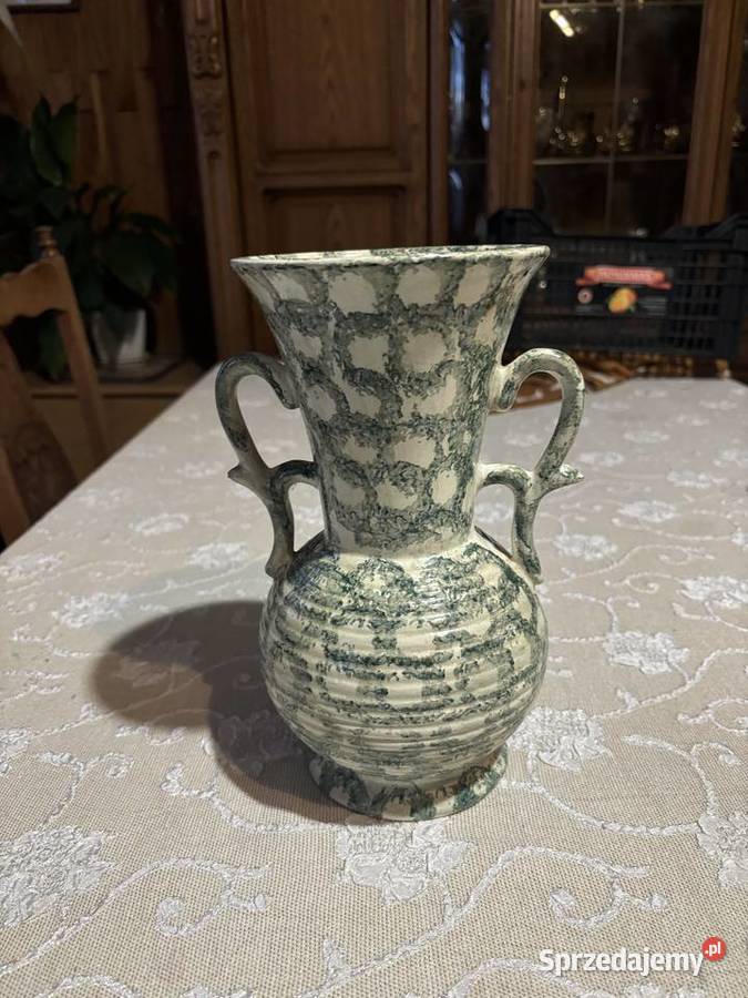 dzbanek flakon wazon fajans Pińczów vintage PRL podlaskie Kosianka-Trojanówka