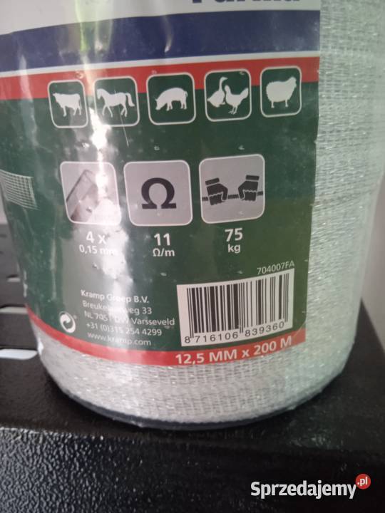 Taśma farma 200m 125mm biała do pastucha