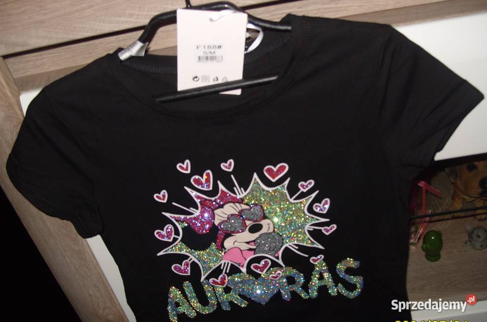 Serca MIKIHolo cyrkonie czarna NOWA bluzeczka Rawicz