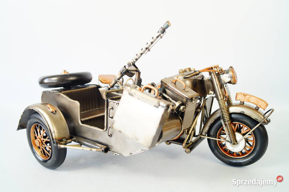 Metalowy pojazd stary motocykl z dostawką Gizałki