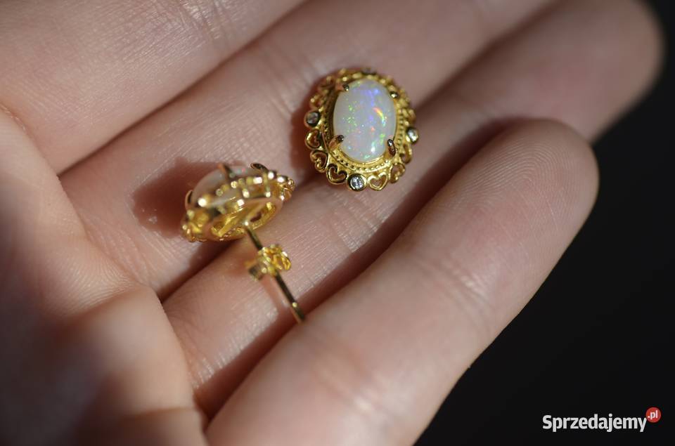 Kolczyki z naturalnymi opalami brazylijskimi mazowieckie Warszawa