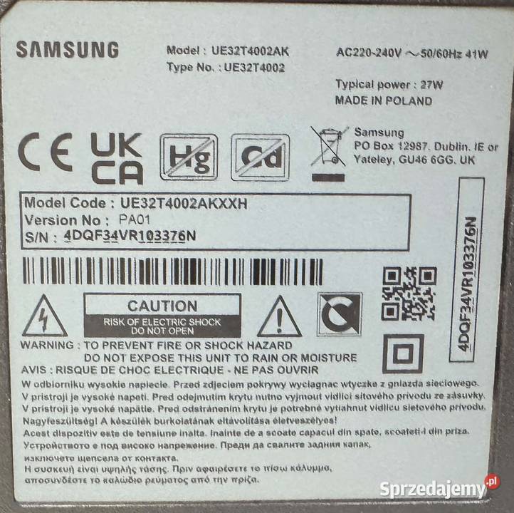 Telewizor LED Samsung UE32T4002AK 32 HD Elbląg sprzedam