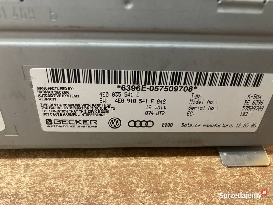 RADIO TUNER AUDI A8 D3 4E0035541E Rakoniewice