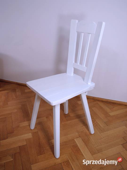 Krzesło drewniane białe nowa farba akrylowa